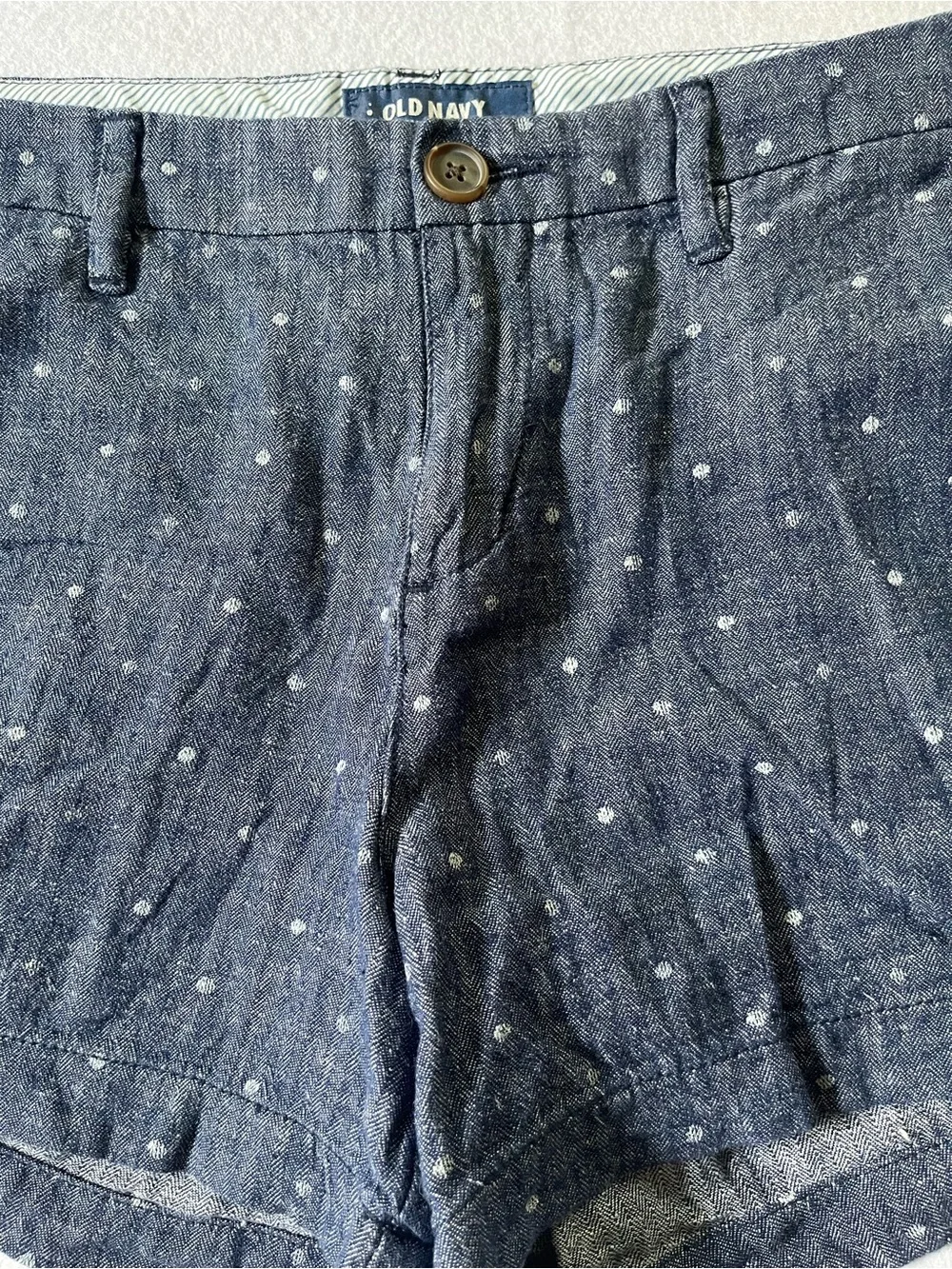 Old Navy Blue Polka Dot Linen-Blend Women's Shorts